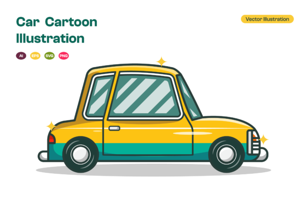 Cute Car Cartoon Illustration