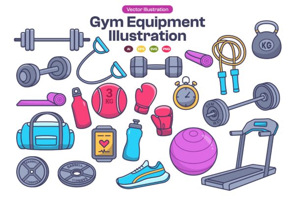 Gym Equipment Illustration