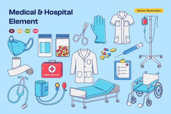 Medical and Hospital Equipment Illustration